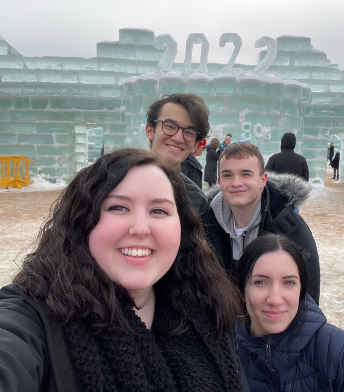 Students from the Rad Tech Class of 2022 take a selfie at the Ice Palace.