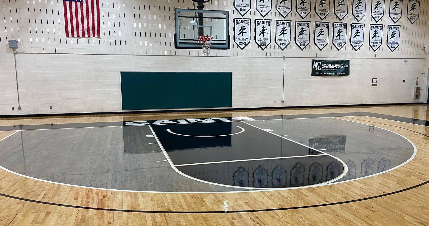 The newly painted gym floor.