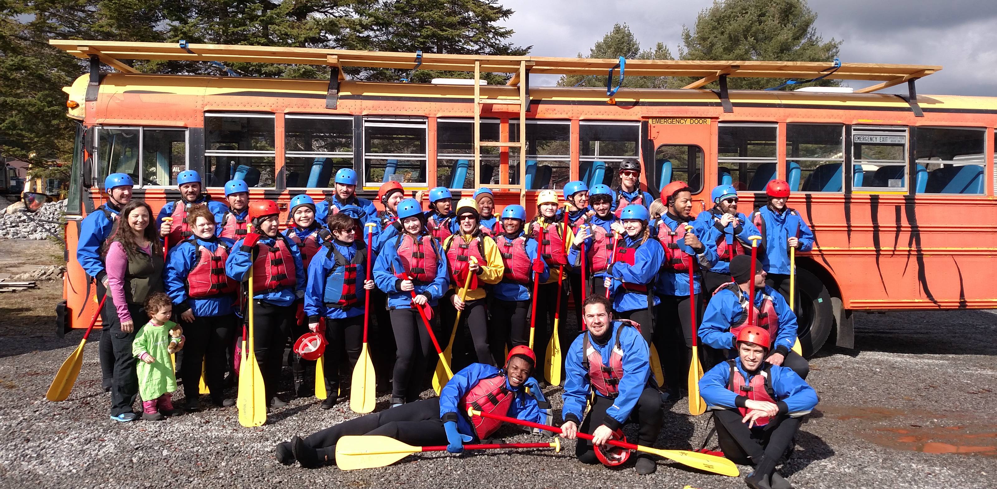 Students on a rafting trip on the Hudson River