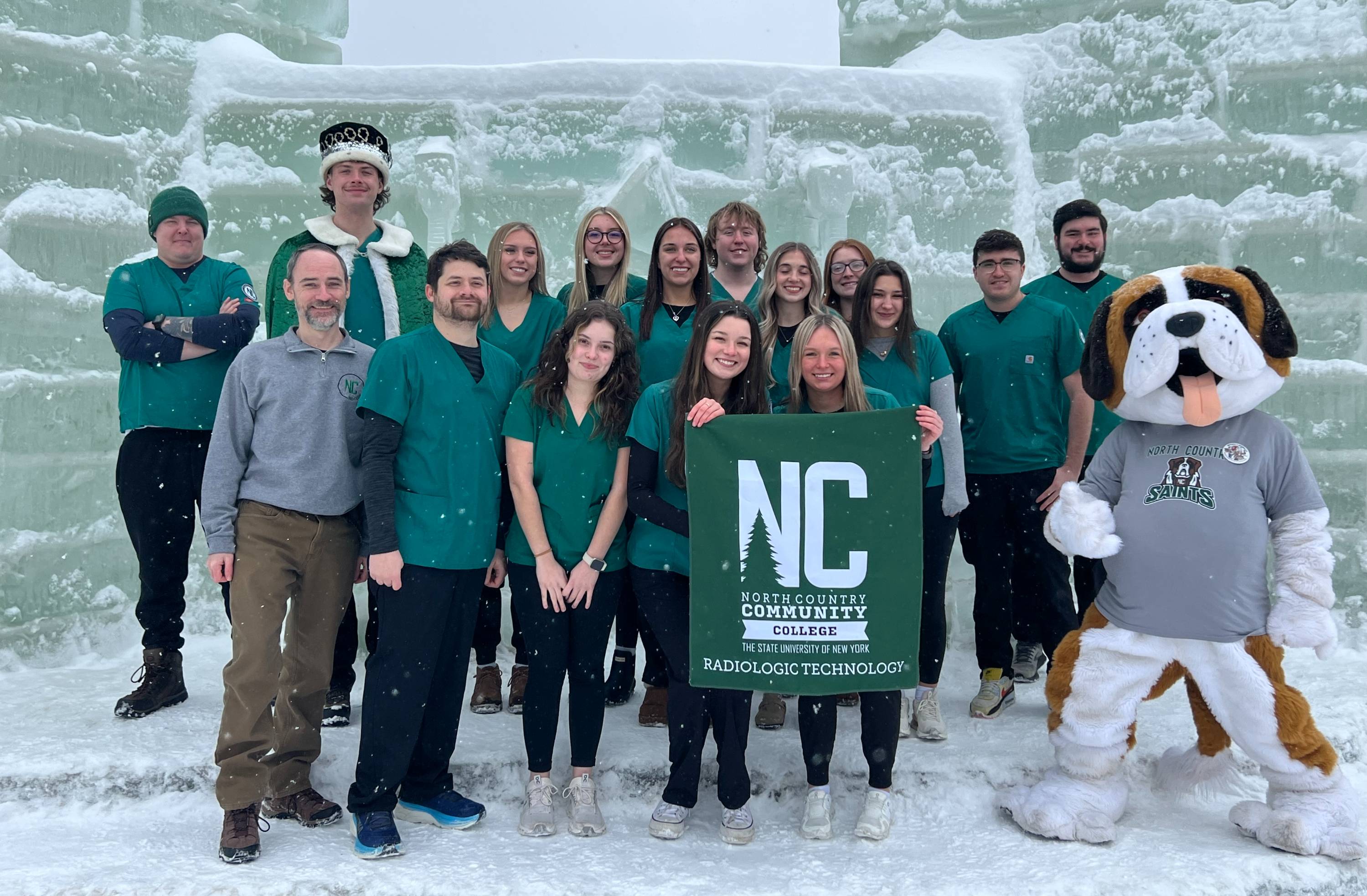 Students in the Radiologic Technology program visit the Saranac Lake Winter Carnival Ice Palace