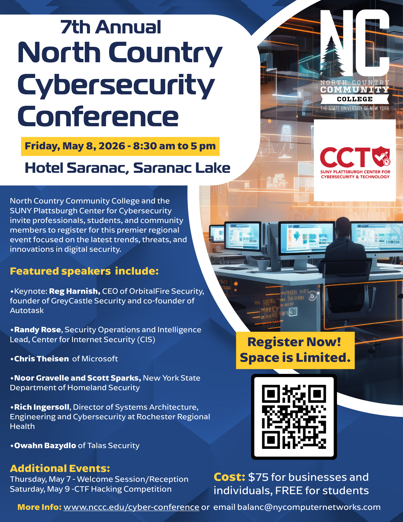 A flyer describing details of an upcoming cybersecurity conference