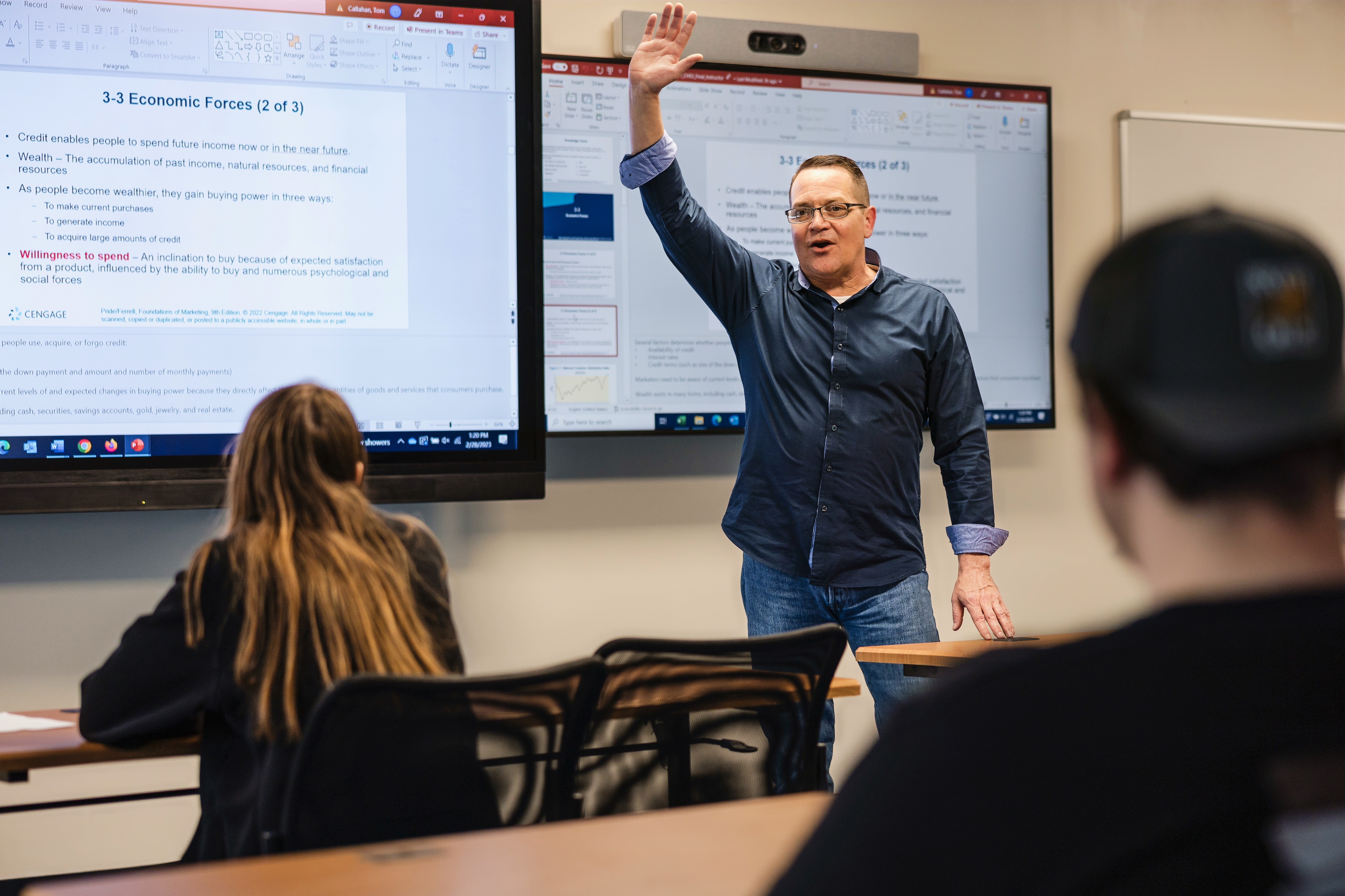 An instructor leads a class