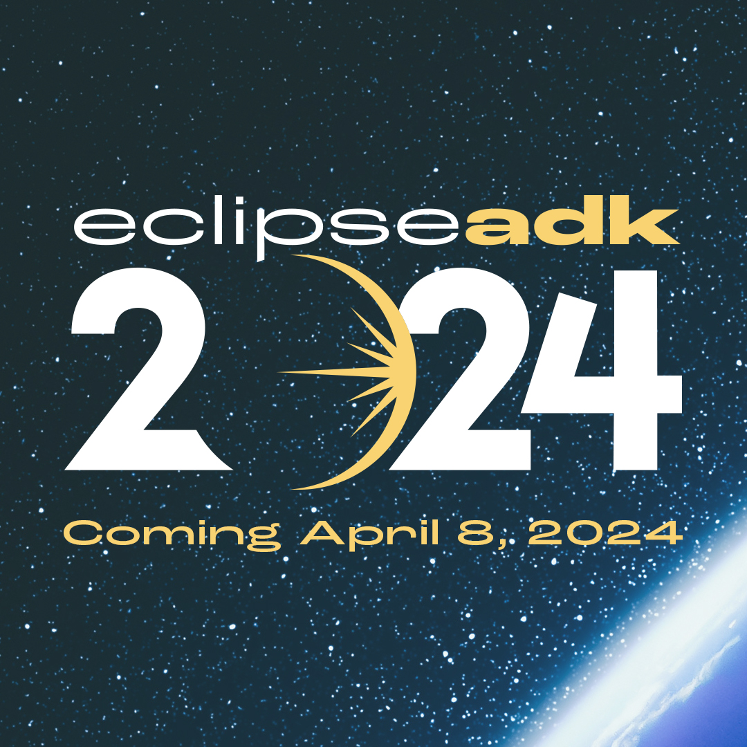 A flyer showing a picture of the Earth and outer space that says eclipseadk2024, Coming April 8 2024