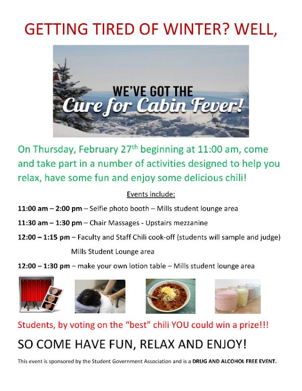 Cabin Fever Cure Events at NCCC Malone