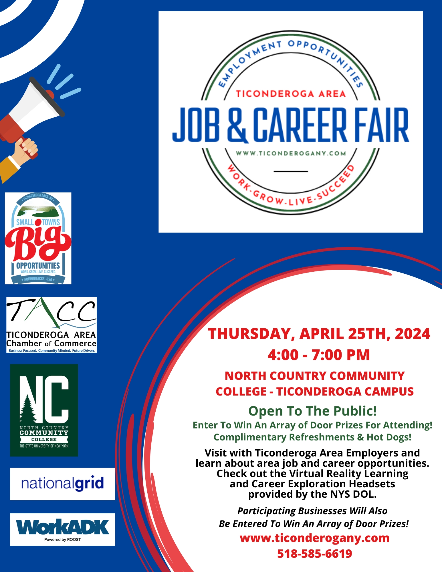 A flyer showcasing details of the Job and Career Fair in text with logos of participating organizers