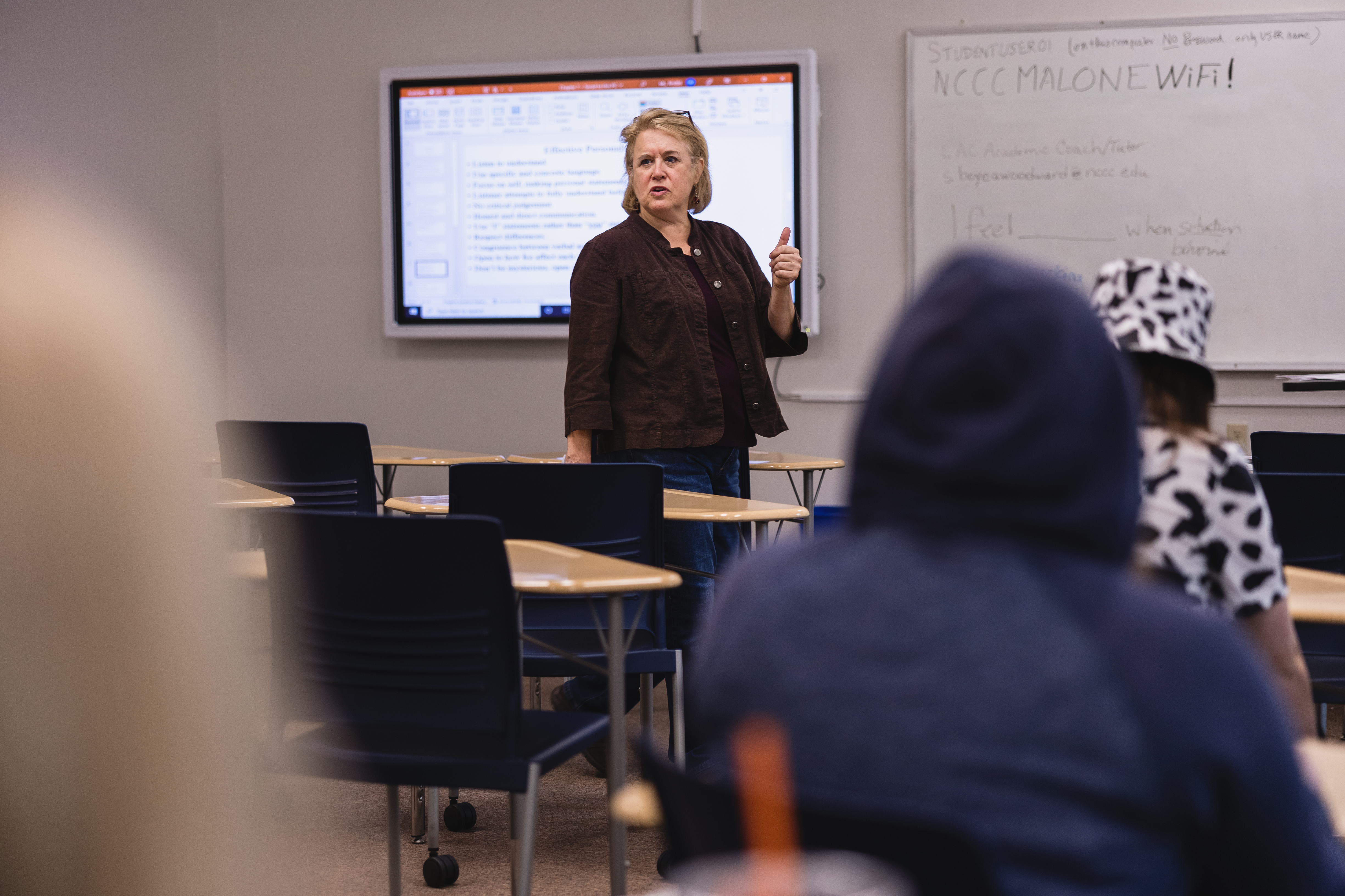 A professor leads a Human Services class