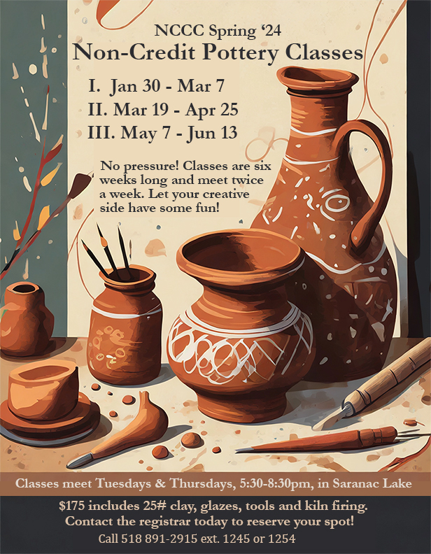 Spring pottery classes in Saranac Lake