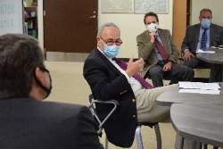 U.S. Sen. Charles Schumer speaks at Friday's event at NCCC's Saranac Lake campus library.