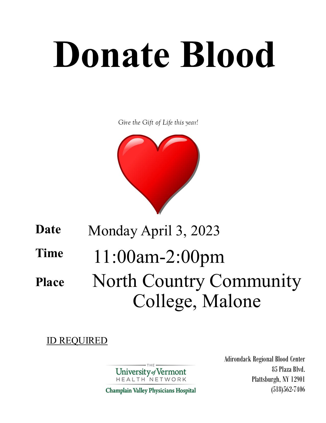 Malone Campus Blood Drive