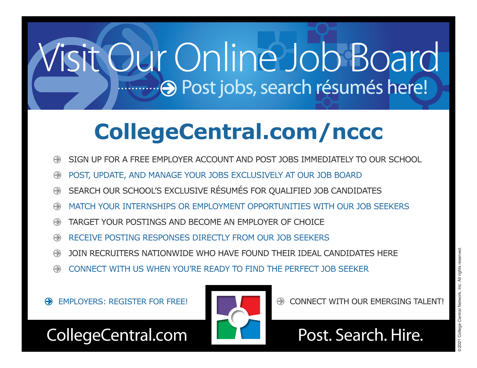 College Central Network flyer for employers